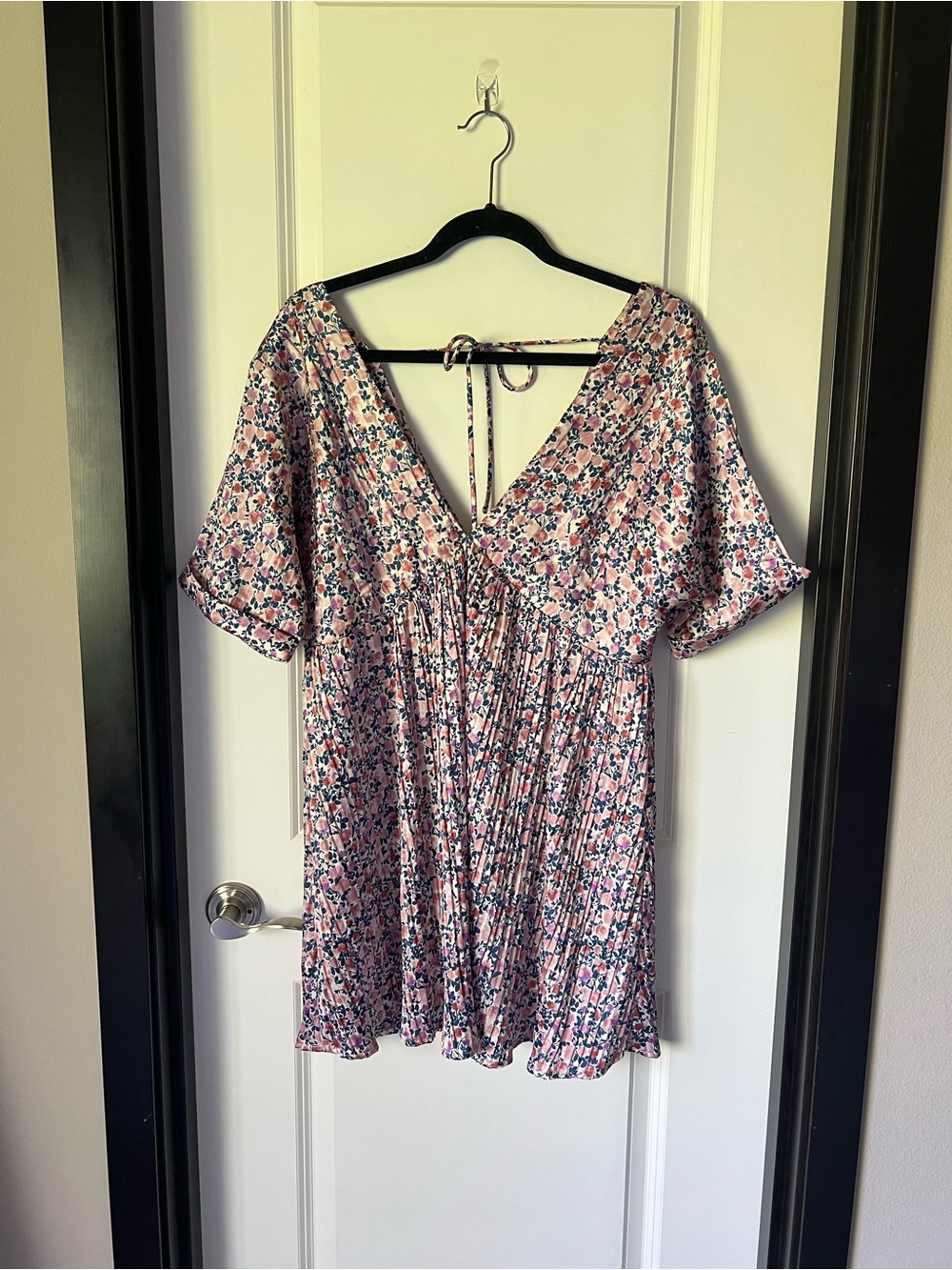 Lulus Express Yourself Blush Pink Floral Print Satin Dress